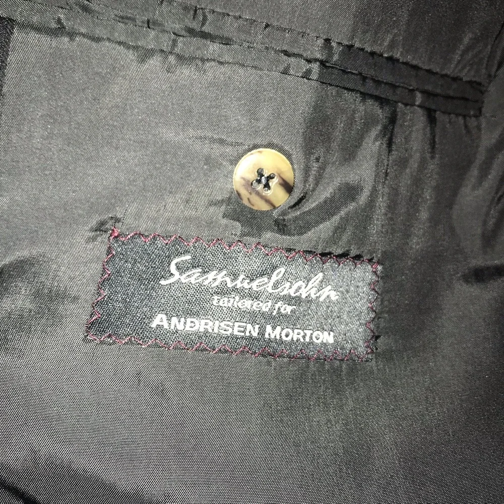 Samuelsohn LORO PIANA Tasmanian Super 120's Blazer Jacket Black Stripe 100% Wool